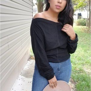 Black Sweater/Top - Off the Shoulder